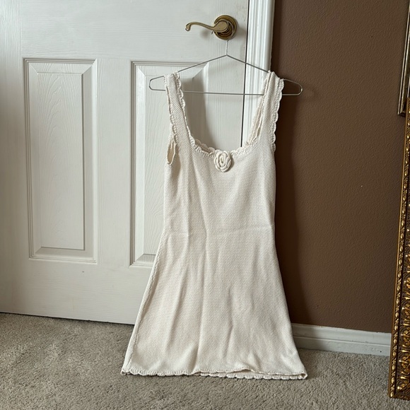 Cream Wild fable rosette mini crochet sweater dress - Picture 4 of 4